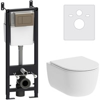 Комплект унитаза с инсталляцией Damixa Sirius DX86.IS10151.1700 с сиденьем Микролифт и клавишей смыва, Хром глянцевый DX86.IS10151.1700