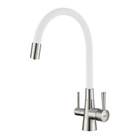 Смеситель Lemark Comfort LM3075BN-White, для кухни с подключением к фильтру с питьевой водой, никель LM3075BN-White
