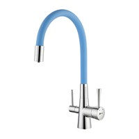Смеситель Lemark Comfort LM3075C-SkyBlue, для кухни с подключением к фильтру с питьевой водой, хром/голубой LM3075C-SkyBlue