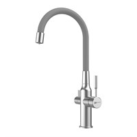 Смеситель для кухонной мойки Lemark Expert LM5083S-Gray, с подключением к фильтру с питьевой водой, сталь/серый LM5083S-Gray