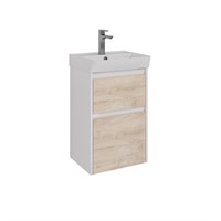 Тумба под раковину Lemark Combi 45 см, подвесная/напольная, корпус белый глянец, фасад дуб кантри матовый, LM03C45T-dub LM03C45T-dub