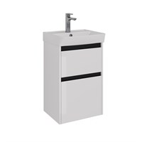 Тумба под раковину Lemark Combi 45 см, подвесная/напольная, планка черная матовая, цвет белый глянец, LM03C45T-black LM03C45T-black