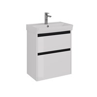 Тумба под раковину Lemark Combi 60 см, подвесная/напольная, планка черная матовая, цвет белый глянец, LM03C60T-black LM03C60T-black