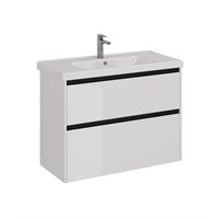 Тумба под раковину Lemark Combi 100 см, подвесная/напольная, планка черная матовая, цвет белый глянец, LM03C100T-black LM03C100T-black