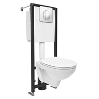 Комплект унитаза с инсталляцией Cersanit Delfi S-SET-DEL/Black/TPL/Cg-w с сиденьем Микролифт и клавишей смыва, Хром S-SET-DEL/Black/TPL/Cg-w
