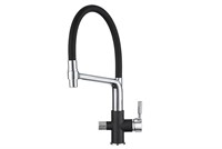 Смеситель Granula GR-0075 0075bl, для кухонной мойки, с подключением к фильтру, гибким изливом, черный 0075, ЧЁРНЫЙ