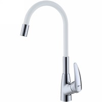 Смеситель Lemark Linara LM0415C-White для кухонной мойки, с гибким изливом, хром/белый LM0415C-White