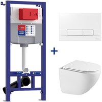 Инсталляция Lemark Peneda Expert с безободковым унитазом Glazer 100124430 Торнадо, сиденье микролифт, клавиша Bit, белая глянцевая 100124430