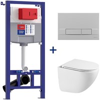 Инсталляция Lemark Peneda Expert с безободковым унитазом Glazer 100123433 Торнадо, сиденье микролифт, клавиша Bit, хром матовый 100123433