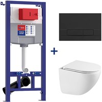 Инсталляция Lemark Peneda Expert с безободковым унитазом Glazer 100122432 Торнадо, сиденье микролифт, клавиша Bit, черный матовый 100122432