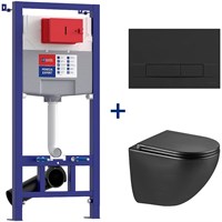 Инсталляция Lemark Peneda Expert с безободковым унитазом Glazer 100122237 Торнадо, черный матовый, сиденье микролифт, клавиша Bit, черный матовый 100122237