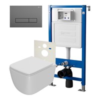 Комплект инсталляция Point Элемент PN45120 с унитазом Point Меркурий PN41831, сиденье микролифт, клавиша Point Меркурий PN44831GM, цвет графит, PN48008GM PN48008GM