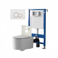 Комплект инсталляция Point Элемент PN45120 с унитазом Point Веста PN41701, сиденье микролифт, клавиша Point Виктория PN44061WG, цвет белый, золото, PN48100WG PN48100WG