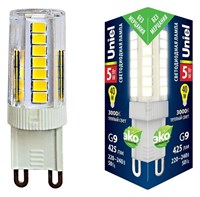 Лампа светодиодная Uniel G9 5Вт 3000K LED-JCD-5W/3000K/G9/CL GLZ09TR картон ul_ul-00006748