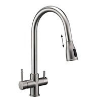 Смеситель Paulmark Lange La214212-NI для кухонной мойки, под фильтр, с выдвижным изливом, никель La214212-NI