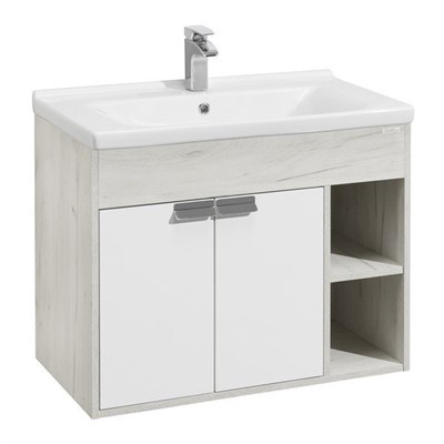 Тумба под раковину Aquaton Флай 80 белый, дуб крафт  (1A237401FAX10) 1A237401FAX10 - фото 339781