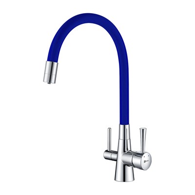Смеситель Lemark Comfort LM3075C-Blue для кухонной мойки, с подключением к фильтру питьевой воды, хром/синий LM3075C-Blue - фото 364969
