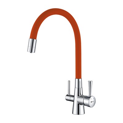 Смеситель Lemark Comfort LM3075C-Orange для кухонной мойки, с подключением к фильтру питьевой воды, хром/оранжевый LM3075C-Orange - фото 364974