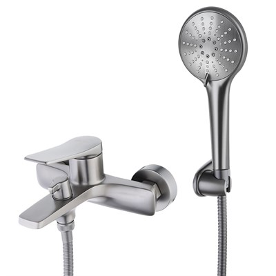 Смеситель для ванны и душа Lemark Bronx LM3714GM, с душевым гарнитуром, графит LM3714GM - фото 441050