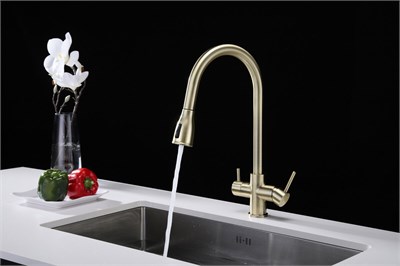 Смеситель для кухонной мойки Paulmark Lange, La214212-BR, под фильтр, с выдвижным изливом, бронза La214212-BR