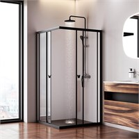 Душевой уголок AM.PM Sunny 100х100 W87G-403-100100-BT профиль Черный матовый стекло прозрачное W87G-403-100100-BT