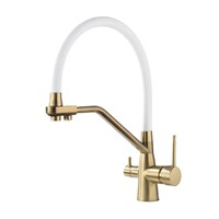Смеситель для кухни с гибким изливом и подключением фильтра Maretti Eleganza GOLD ENG31RGF13, золотой сатин ENG31RGF13