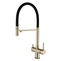 Смеситель для кухни с гибким изливом и подключением фильтра Maretti Calabria GOLD CAG31RGF18, золотой сатин CAG31RGF18